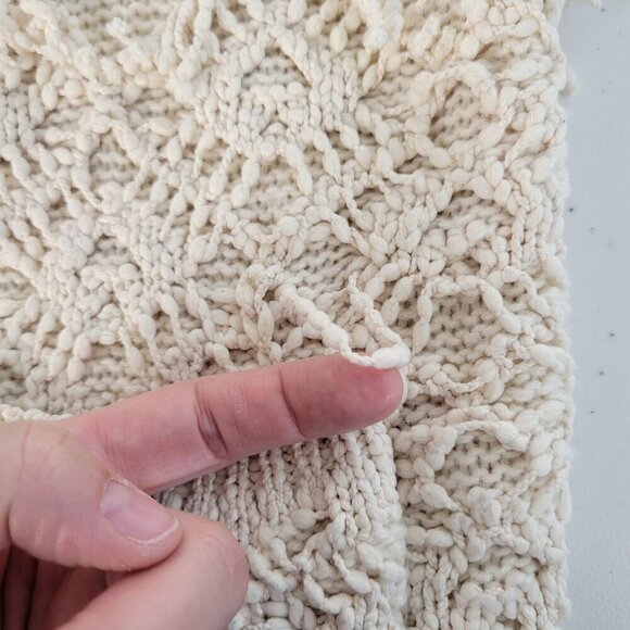 Anthropologie Akemi + Kin Fringe Boho Cardigan Crochet Open Front Cozy Oversized - Picture 3 of 14